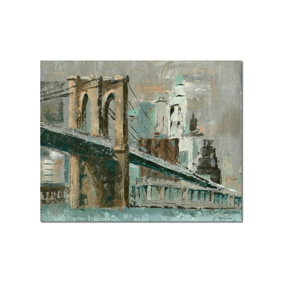 Beautiful Painterly Brooklyn Bridge Cityscape by Marie Elaine Cusson; One 14x11in Unframed Paper Poster