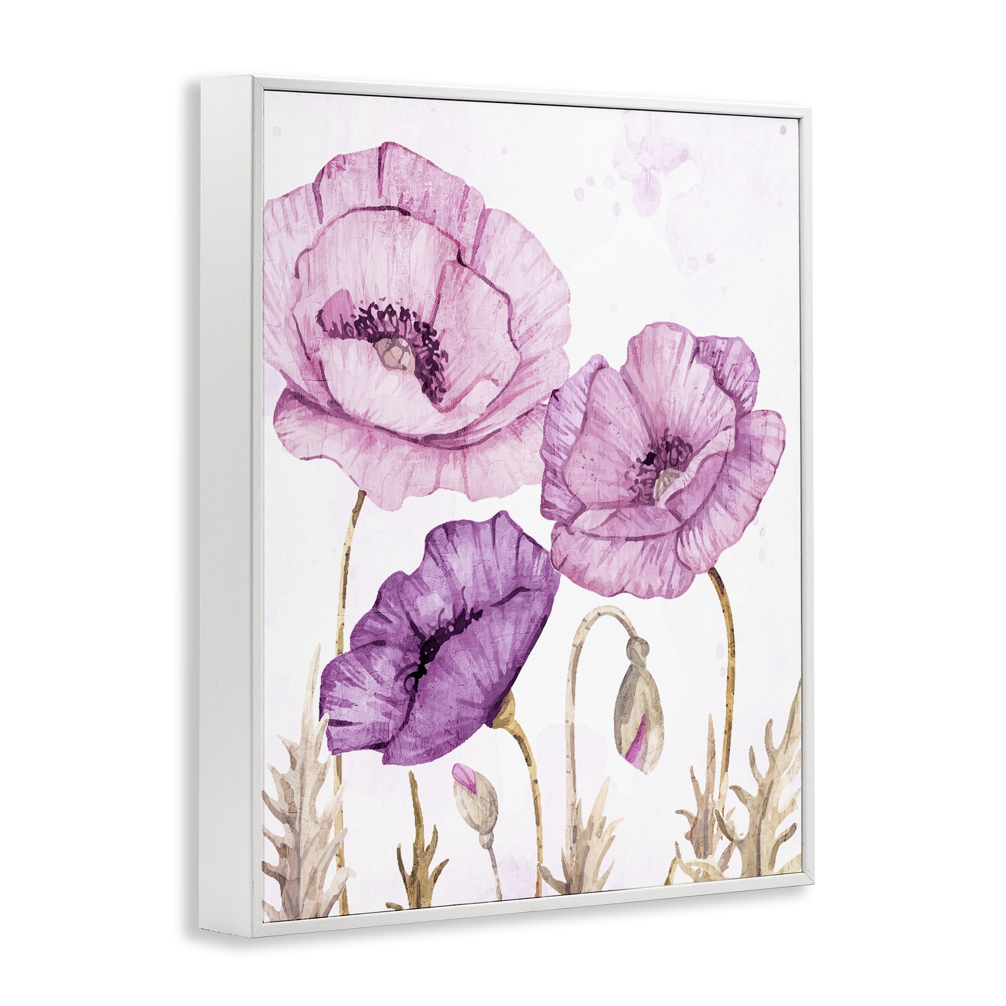 Stupell Industries Bright Purple Poppies White Framed Giclee Art, design by Kim Allen