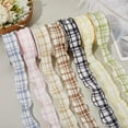 thumbnail image 4 of 20 Yards 1.5 Inch Blue White Buffalo Plaid Ruffle Ribbon Double Ruffled Edge Chiffon Pleated Checkered Gingham Fabric Ribbons Bulk, 4 of 9
