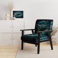 thumbnail image 2 of Designart "Vibrant Coastline Tree at Night" Blue Japon Landscape Upholstered Accent Chair - Traditional Arm Chair For Living Room, 2 of 5