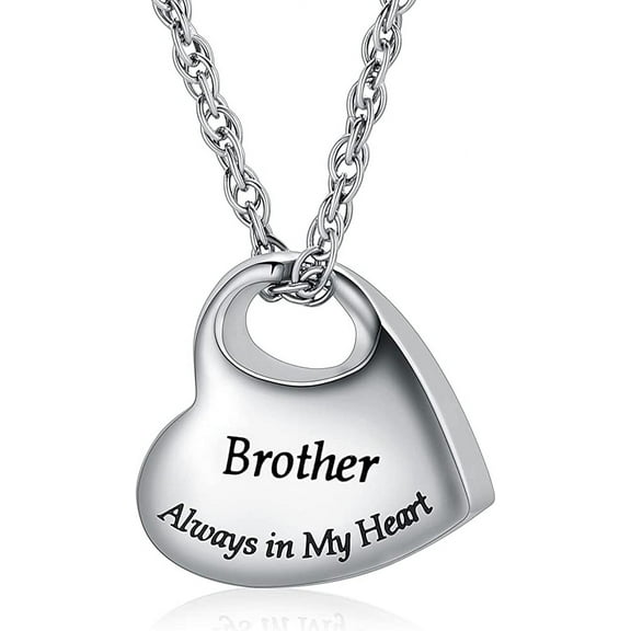 Heart Cremation Urn Necklace for Ashes Jewelry Memorial Locket Ash Mini Urn Pendant for Human Pet-Always in My heart For Dad/Mom/Son/Grandma/Grandpa/Brother