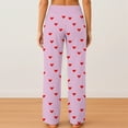 thumbnail image 4 of LEJHVAQK Valentine's Day Pajama Pants for Women Heart Printed Pjs Sleep Pants Comfort Waist Wide Leg Lounge Pants with Adjustable Drawstring, 4 of 6