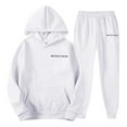 thumbnail image 4 of PMVFHDE Hoodies for Men Set Solid Color Hooded Sweatshirt and Pants Casual Sports Print Loose Two Piece Outfit White,S, 4 of 4