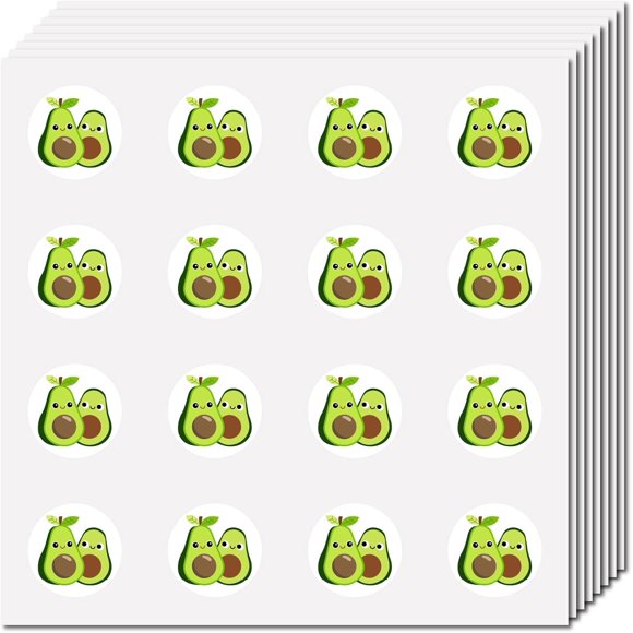 128Pcs Planner Stickers Avocado Stickers Waterproof Circle Vinyl Decals Sticky Dot Tags for Packaging Bags Water Bottle Laptop Calendars Planner Accessories Home Office Use 0.98In