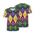 thumbnail image 3 of Daiia Mardi Gras4 Mens Baseball Jersey Button Down Shirts Short Sleeve Sports Uniforms-Large, 3 of 9