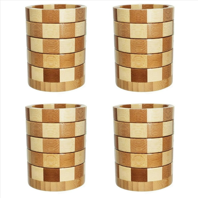 4X Soporte para Cubiertos de Bambú, Organizador de Cubiertos, Soporte para Utensilios para Encimera de Cocina, Organizador de Utensilios de Cocina de Madera