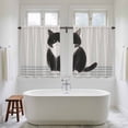 thumbnail image 4 of Cute Cats Tier Curtains 54 Inch Length, Modern Abstract Ink Painting Gray Striped Cafe Short Curtains for Bathroom Over Sink, Small Kitchen Curtain Light Filtering Tiered Drapes 2 Panels 27.5"Wx54"L, 4 of 8