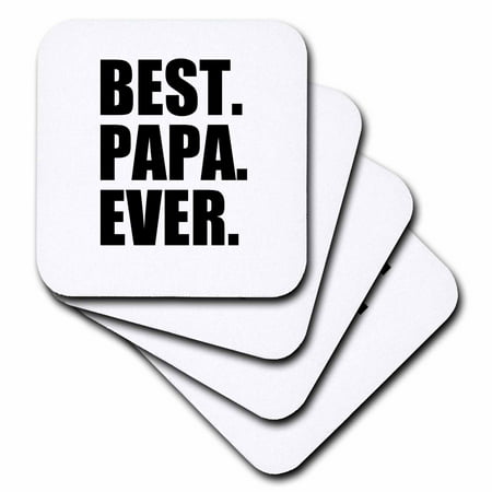 3dRose Best Papa Ever - Gifts for dads - Father nicknames - Good for Fathers day - black text, Soft Coasters, set of (Planet Coaster Best Price)