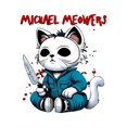 thumbnail image 2 of Women's "Michael Meowers" Horror Cat Graphic Tee - Casual & Sporty Round Neck Short Sleeve, Comfortable Polyester Blend Summer Top with Machine Washable Feature, 2 of 6