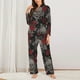 thumbnail image 2 of Balery Skull and Red Roses Conjunto de Pijama con Estampado para Mujer, Conjunto de Dos Piezas con Manga Larga, Ropa de Dormir Suave con Bolsillos, Pijamas Cómodos-Medium, 2 of 7