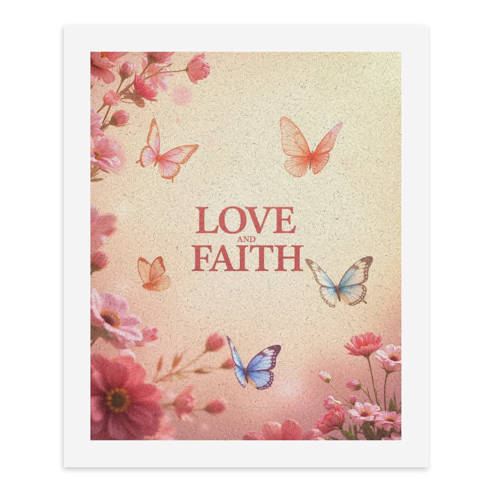 Paint By Numbers Kit for Adults Beginner - DIY Pink Flowers Butterflies Text Art Canvas Painting Kits for Adults, Frameless Paint By Number for Adults for Home Wall Decor 16x20 Inch