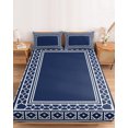 thumbnail image 2 of Twin XL Size Fitted Sheet Set - Navy Blue Boho 2 Piece Bedding Sets 16" Deep Pocket Fitted Sheet with 1 Pillowcases, Modern Geometric Bohemia Abstract Textured Brushed Microfiber Hotel Bed Sheets, 2 of 9