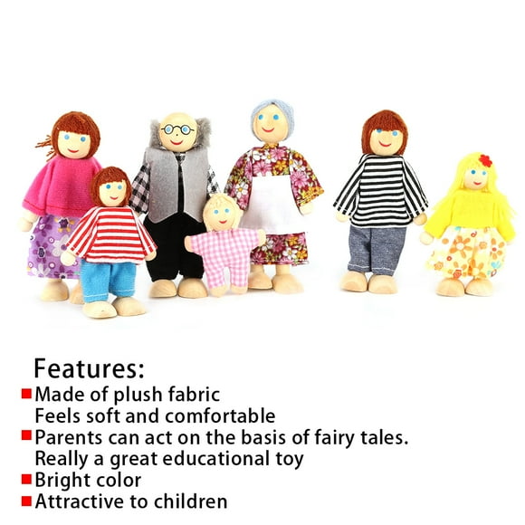 Hztyyier 7pcs Set de mu?ecas de Peluche con mamá Papá Abuelos Ni?os Conjunto Familiar de Juguetes para Cartoon Action Kit de títeres de Dedo para bebés y ni?os Ecomeon no