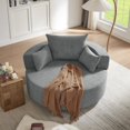 thumbnail image 2 of Swivel Round Sofa Couch Sofa Bed,360° Swivel Chair Accent Barrel Chair with 3 Removable Pillows for Living Room, Bedroom,Grey, 2 of 7
