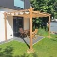thumbnail image 3 of PURPLE LEAF 10' x 13' Outdoor Retractable Pergola with Sun Shade Canopy Patio Metal Shelter for Garden Porch Beach Pavilion Natural Wood Grain Aluminum Frame Modern Yard Grill Pergola, Beige, 3 of 15