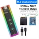 thumbnail image 2 of Carcasa para SSD NVMe M.2 RGB de 10 Gbps con Protocolo Dual NVME/NGFF para SSD con Clave M/B 2230, 2242, 2260 y 2280, 2 of 5