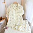 thumbnail image 2 of BOOMNY Women's Pajama Sets 2 Peice Pjs Set for Women Graphic Short Sleeve Buttons Sleepwear Tops Shorts Homewear Loungewear Sets, 2 of 3