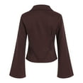 thumbnail image 5 of Towmus Women's Striped Button Down Shirts Flare Sleeve Slim Fit Blouses V Neck Collared Y2k Crop Tops Streetwear, 5 of 6