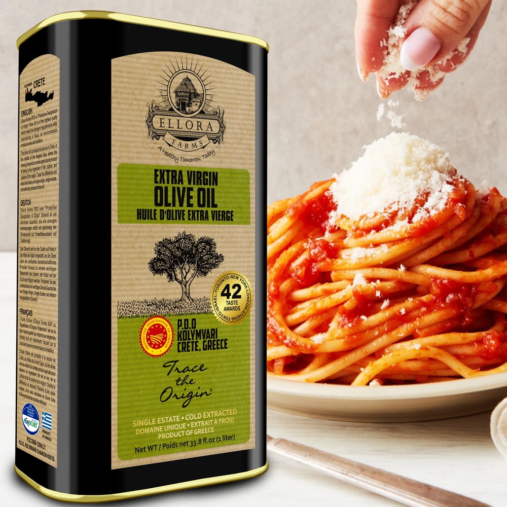 Ellora Farms Extra Virgin Olive Oil, Greek Single Estate PDO, Global Gold Award, Kosher, 2 x 33.8 oz
