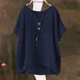 thumbnail image 6 of Women Linen Shirt Summer Linen Tops Loose Fit Tee Shirt Women Cotton Boho Tops Gauze Shirts For Women Boho Peasant Gauze Blouses Linen Clothing For Women Summer Blouses For Women Navy S, 6 of 9