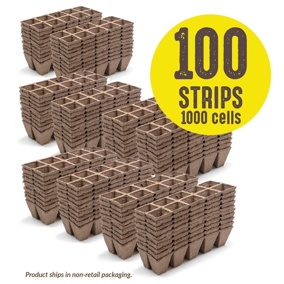 Jiffy Organic Seed Starting 10 Biodegradable Peat Strips (100 Strips - 1000 Pot Cells)