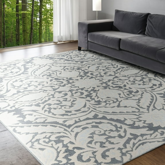 Madison Traditional 5' x 7' Gray Polypropylene Indoor Area Rug