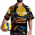thumbnail image 4 of Crocodile Starry Sky Sunflower Men's Short Sleeve Beach Shirts, Casual Button Down Poplin Printed Summer Tops - Unisex, 4 of 6
