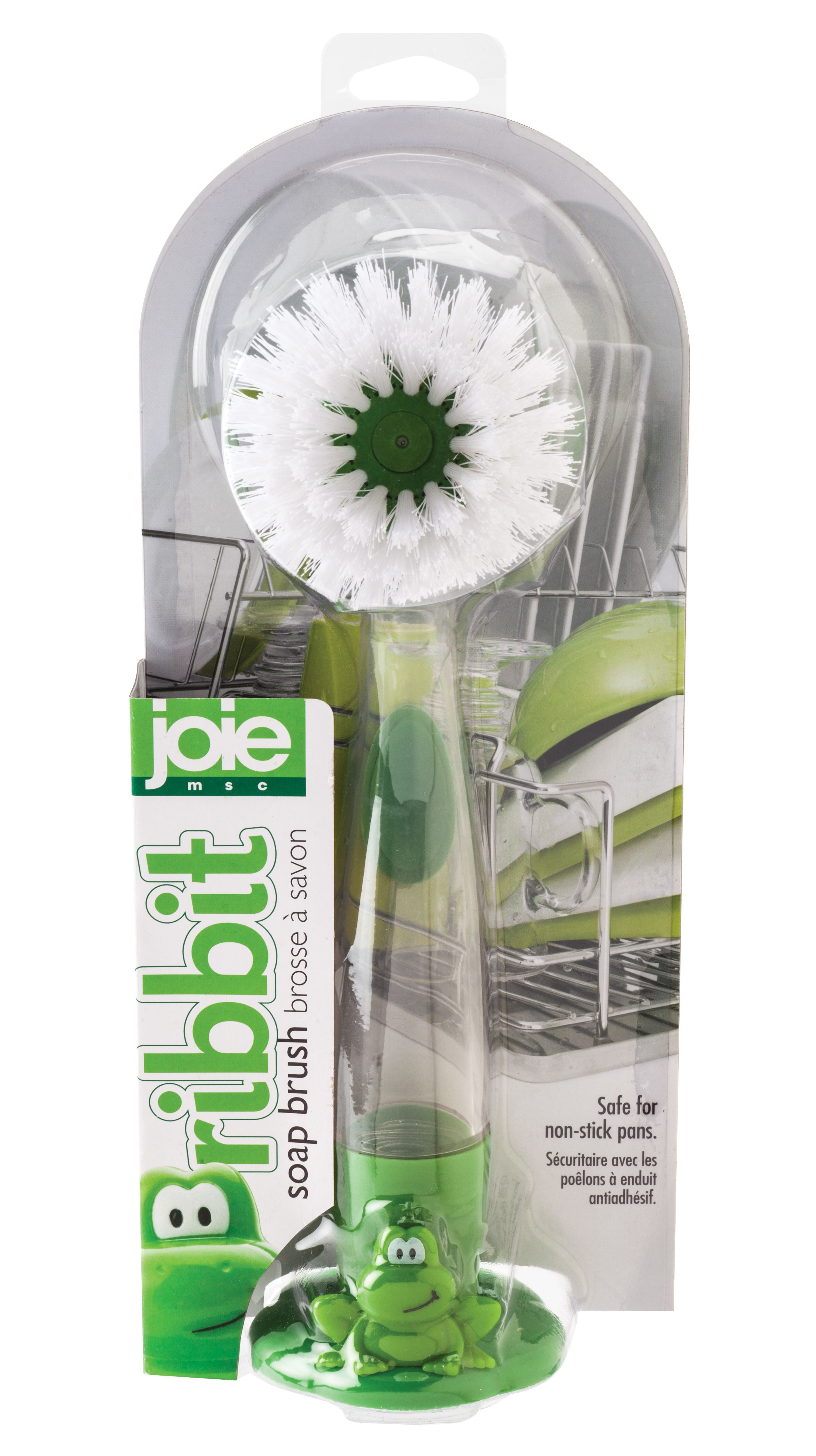 Joie Ribbit Soap Dispensing Dish Scrubber Brush, Frog, 9.5Inches x 2.