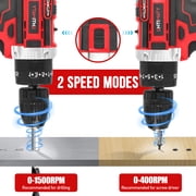 UNTIMATY 21V Cordless Power Drill Set, Power Drill Driver Kit with Lithium-Ion Battery and Charger, 3/8-Inch Keyless Chuck, 2 Variable Speed, 25+3 Position and 31pcs Drill/Driver Bits, Red