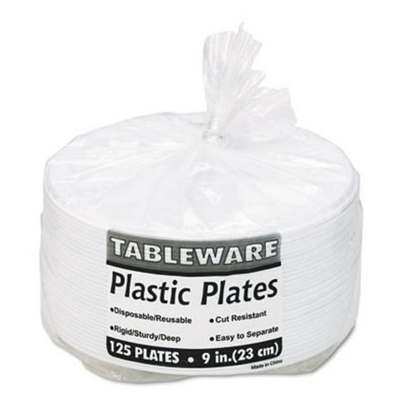 Tablemate 19644WH Assiettes de Compartiment pour Vaisselle en Plastique 9 Diamètres Blanc 125 par Pack