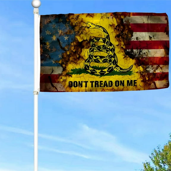 Bayyon Don't Tread On Me Gadsden Flag Banner with Grommets 3x5Feet Man cave Decor