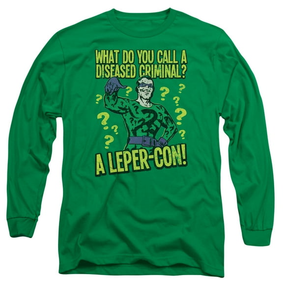 Batman Diseased Criminal Long Sleeve Adult 18/1 T-Shirt-Kelly Green