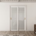 thumbnail image 2 of 48" x 80" Tempered Frosted Glass Sliding Closet Door - Space-Saving White MDF Pantry Door With Hardware, Modern Frosted Glass Design, 2 of 6