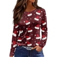 thumbnail image 3 of Mfakffe Christmas Womens Shirts Long Sleeve Crew Neck Tops Casual Christmas Graphic Shirt Lightweight Pullover Tee, 3 of 4