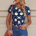 thumbnail image 4 of Cauagu Pirate Skulls 1 Women's Crew Neck Round Short Sleeve T Shirts Tops Bodysuit Daily Jumpsuit-Small, 4 of 7