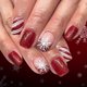thumbnail image 1 of Uñas postizas cortas cuadradas navideñas con diseño de copo de nieve, purpurina roja y blanca, reutilizables, juego de 24 piezas., 1 of 5