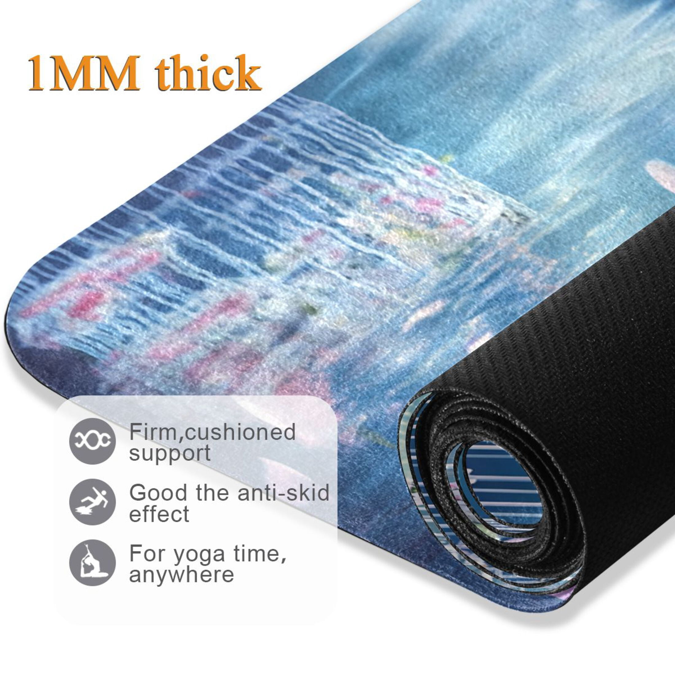 BZSMCE Yoga Mat Women Hummingbird Cage Flowers Moonlit Scene Fitness Mat