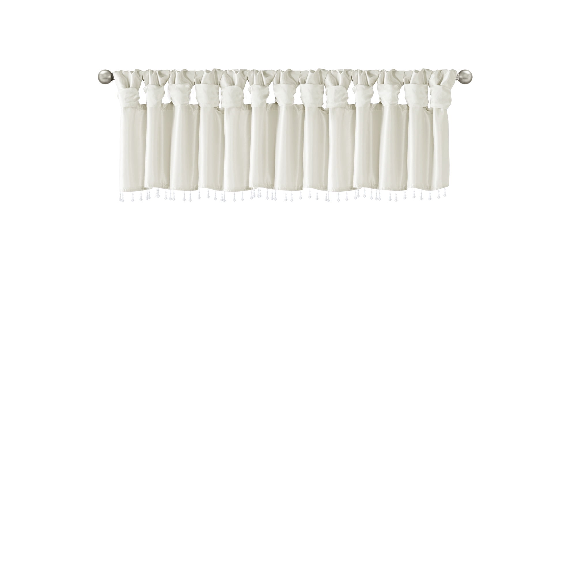 MAYEERTY 50x26" Lightweight Faux Silk Valance With Beads White