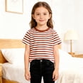 thumbnail image 1 of T-shirt Classique à Rayures Col Rond pour Enfants Manches Courtes Décontracté Doux Confortable pour Jouer au Quotidien, 1 of 5