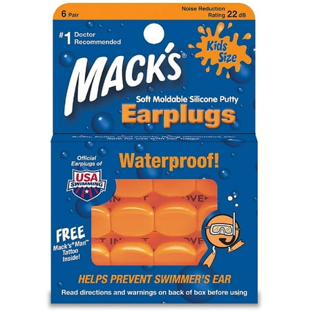 Mack's Kids Size Soft Moldable Silicone Ear Plugs 6 ea (Pack of 3)