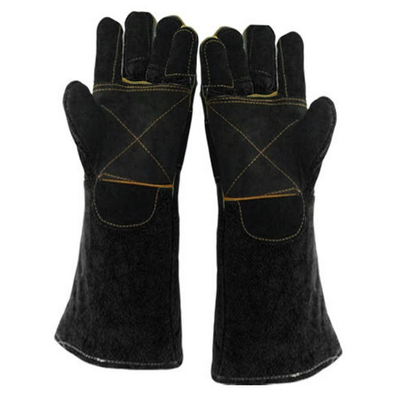 Almencla Multi Function Pet Dog Cat Anti Bite Gloves Reinforced Leather 38cm Work Gloves Black
