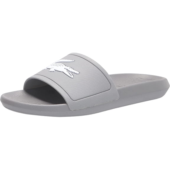 Lacoste Mens Croco Slide Sandal 10 Gray/White