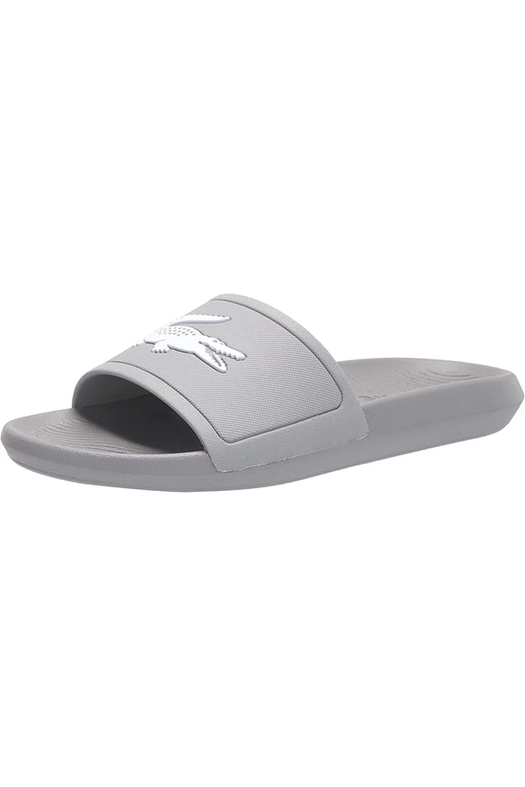 Mens Croco Slide Sandal 9 Gray/White
