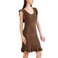 thumbnail image 4 of Allegra K Women's Casual Round Neck Midi Ruffled Knit Dresses, 4 of 5