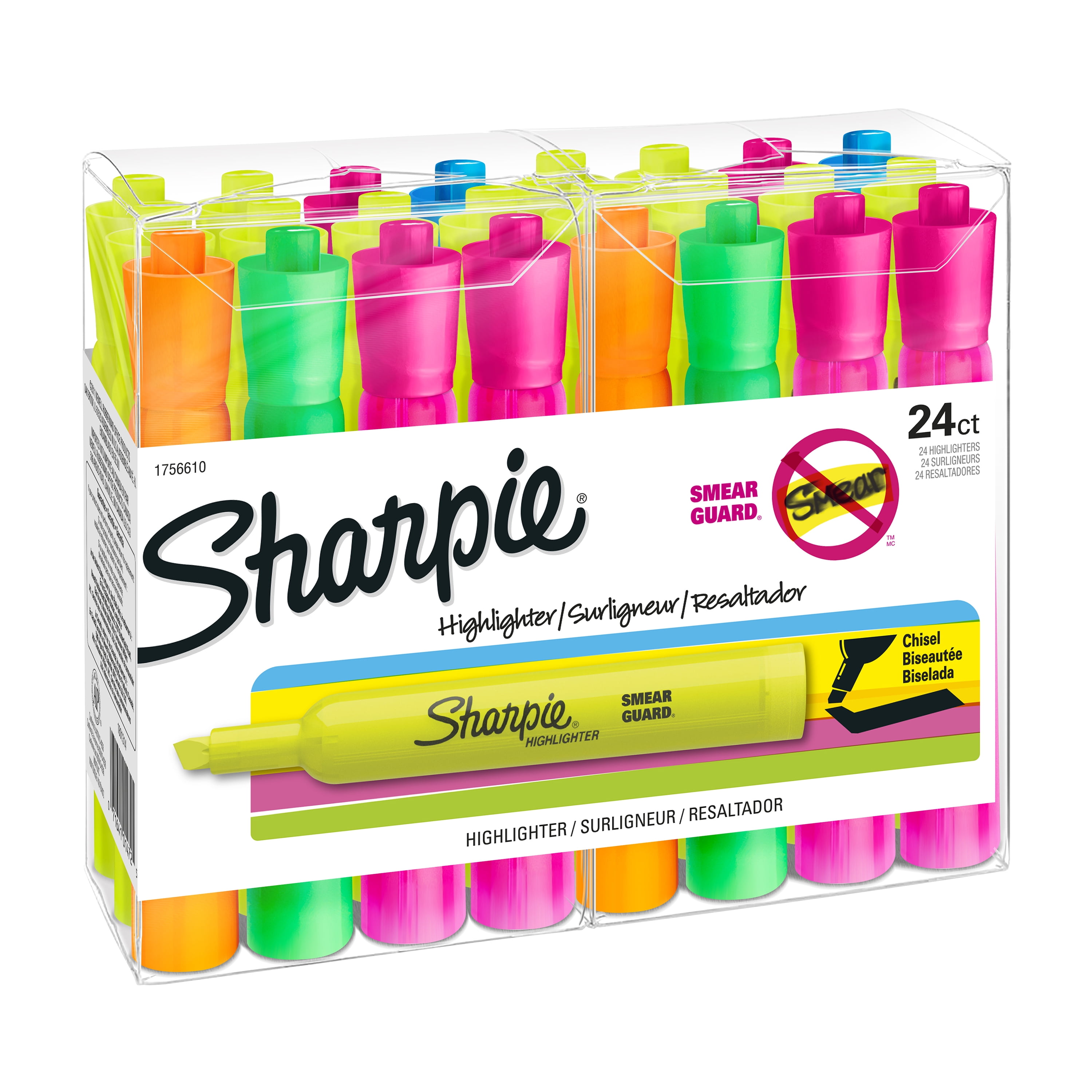 Sharpie Tank Style Chisel Tip Highlighters, Assorted Colors, 24 Count -  Walmart.com
