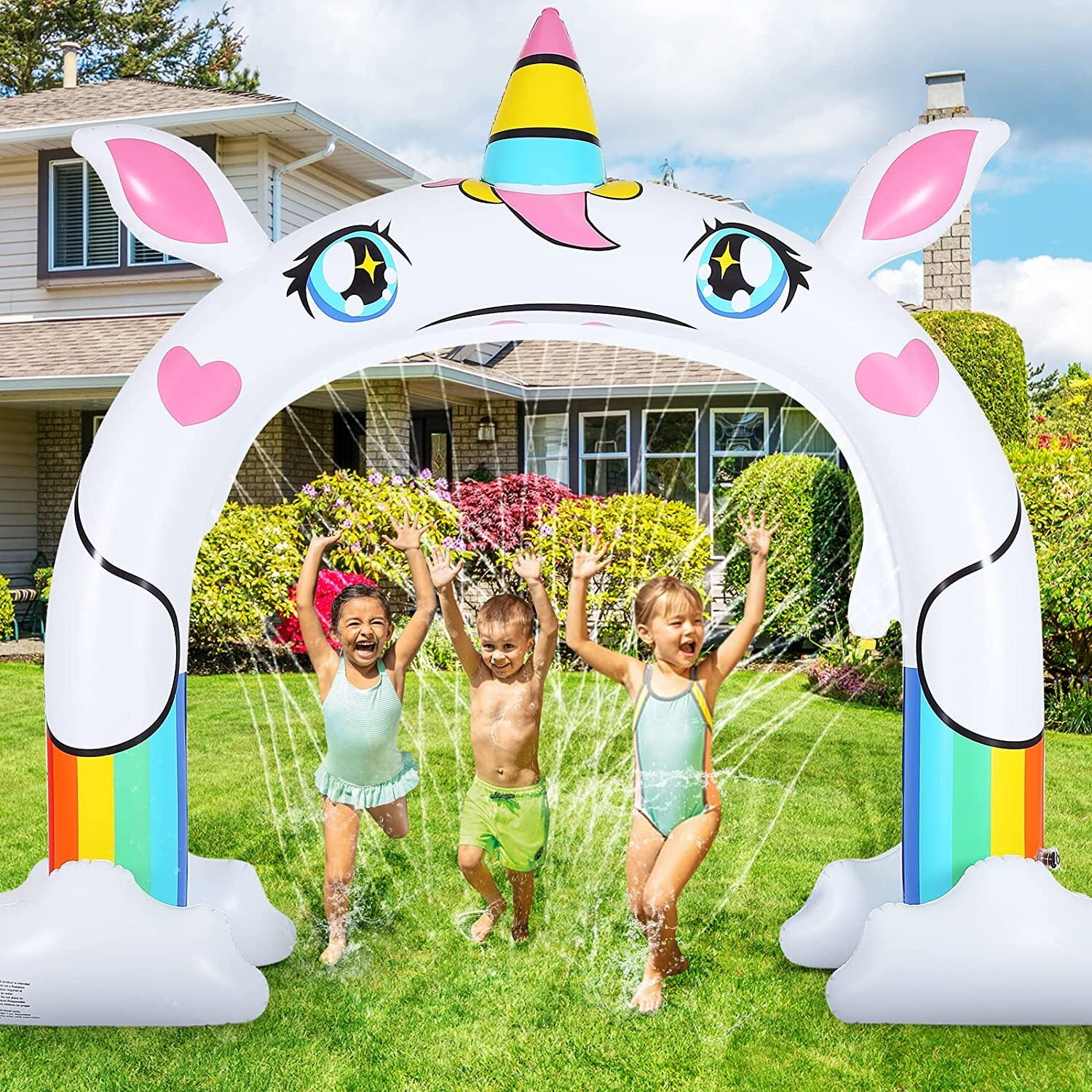 Giant Inflatable Unicorn Sprinkler Garden Fun Kids Toy Water Sprayer 6ft Tall Mi 