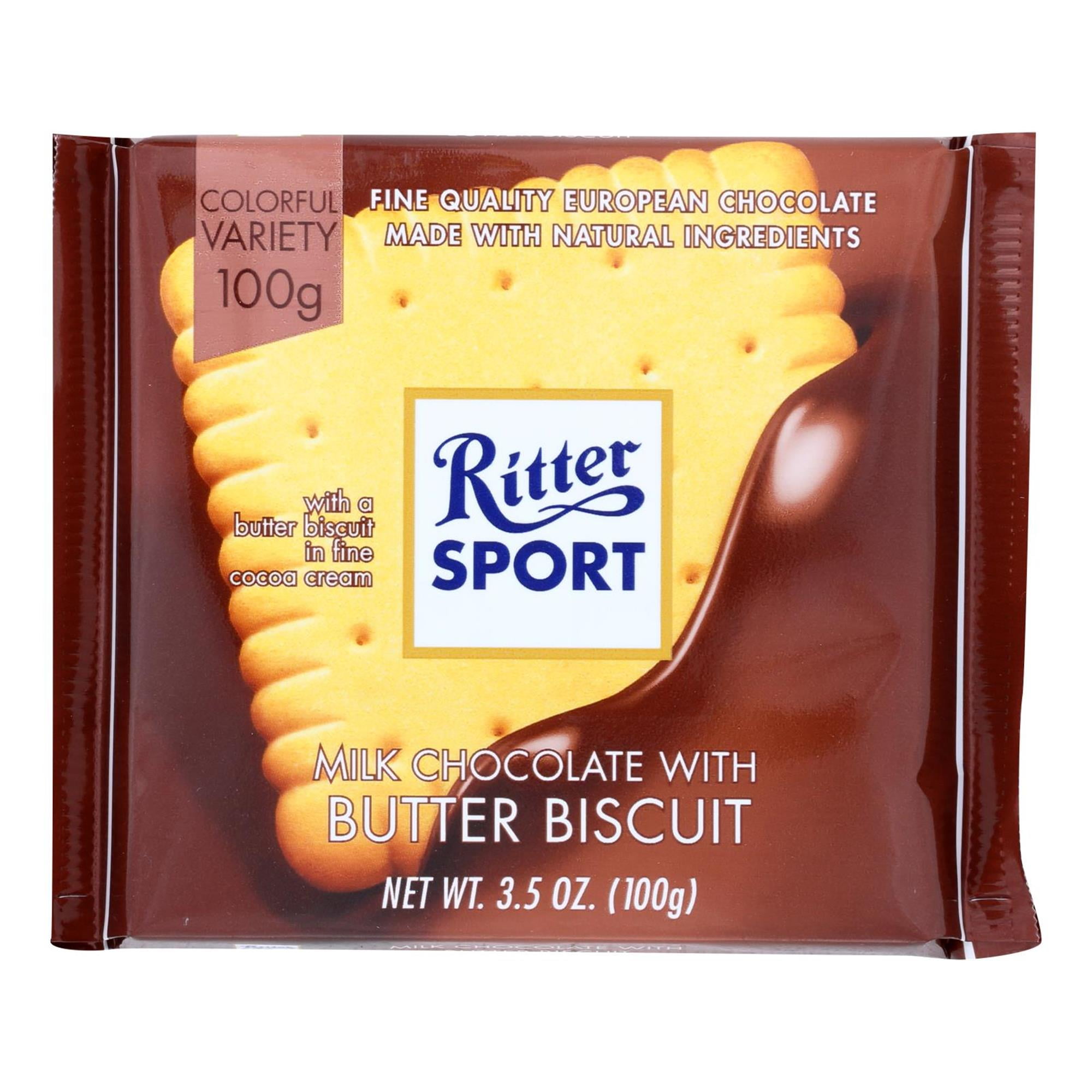 Ritter Sport Milk Chocolate with Butter Biscuit Candy Bar - 3.5oz