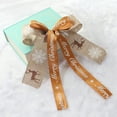 thumbnail image 4 of Christmas Ribbon Bows, Holiday Tree Decorations, Handmade Linen Double Bow Ornaments with Reindeer and Snowflake Patterns, Brown Beige 18x24cm Set of 10 for Gift Wrapping and Wreaths, 4 of 6