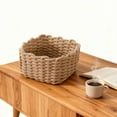 thumbnail image 3 of Cesta decorativa tejida en macramé, cesta organizadora multiusos para estanterías y armarios. Marrón, 3 of 6