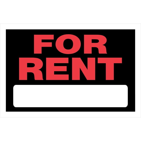Hillman Group 839926 8 x 12 in. Red & Black Plastic for Rent Sign  - Pack of 6